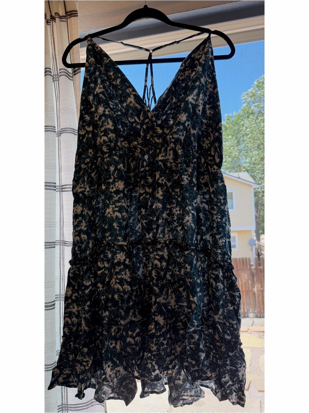 Maurices Teal and Cream Floral Strappy Summer Dress